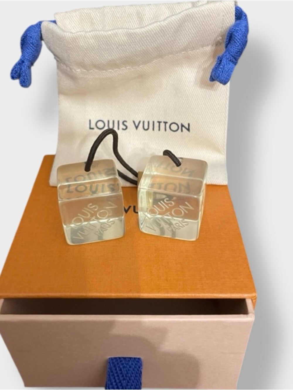 Louis Vuitton 🪢 NIB Clear Resin Cube Hair Ties with LV Monogram